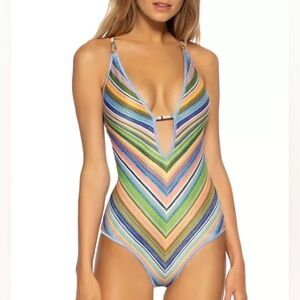BECCA by Rebecca Virtue
East Village Printed Plunge One Piece Swimsuit Sparkly